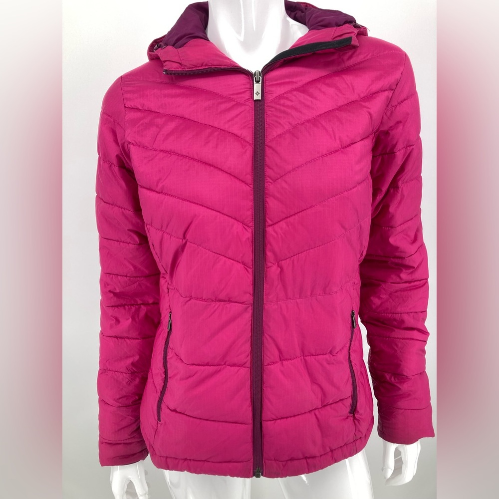 Columbia Purple Ski Jacket Zippered Front & Pockets Lined Gently Used Hooded